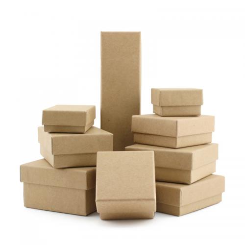 Multifunktionale Schmuck-Box, Kraftpapier, mit Schwamm, Staubdicht & verschiedene Größen vorhanden, kakifarben, verkauft von PC