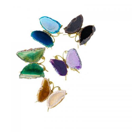 Agate Decoration, with Tibetan Style, Butterfly, more colors for choice, 70x65mm, Sold By PC