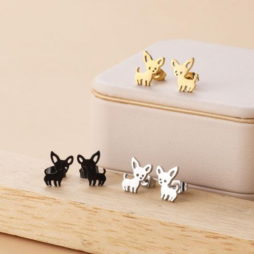 Stainless Steel Stud Earrings 304 Stainless Steel Dog Vacuum Ion Plating fashion jewelry & for woman Sold By Bag