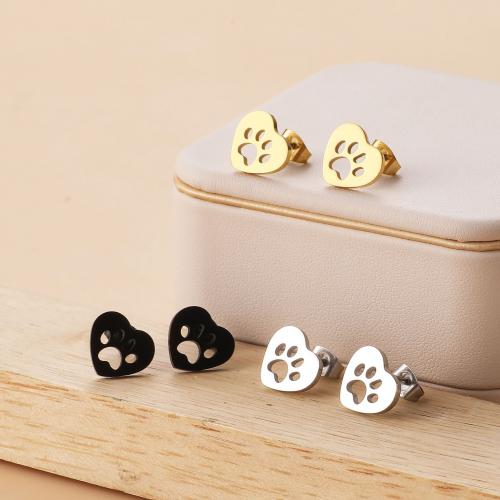 Stainless Steel Stud Earrings 304 Stainless Steel Heart Vacuum Ion Plating fashion jewelry & for woman & hollow Sold By Bag