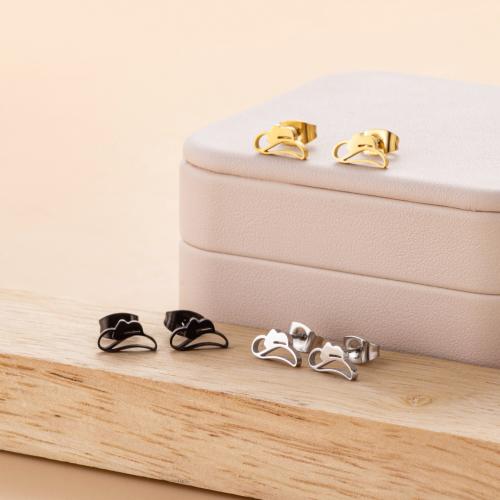 Stainless Steel Stud Earrings, 304 Stainless Steel, Hat, Vacuum Ion Plating, fashion jewelry & for woman & hollow, more colors for choice, 10x5mm, 12Pairs/Bag, Sold By Bag