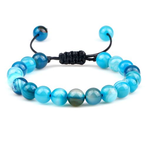 Agate Jewelry Bracelet, Lace Agate, with Wax Cord, Adjustable & fashion jewelry & Unisex, more colors for choice, 8mm, Length:Approx 17-30 cm, Sold By PC