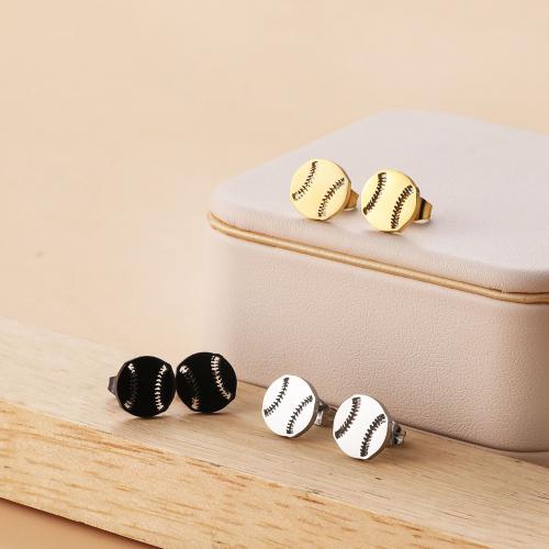 Stainless Steel Stud Earrings 304 Stainless Steel Baseball Vacuum Ion Plating fashion jewelry & for woman & hollow Sold By Bag