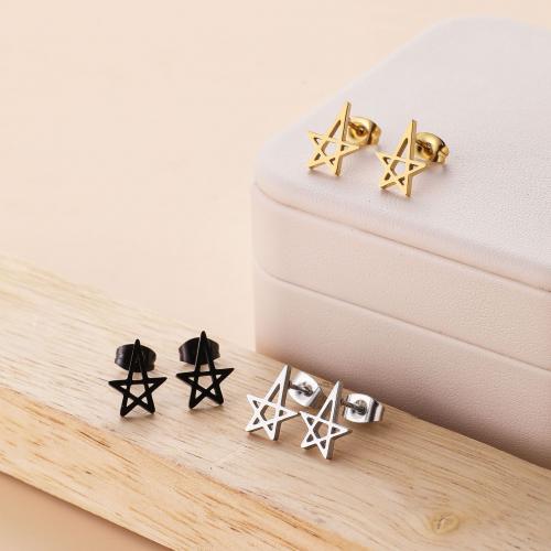 Stainless Steel Stud Earrings, 304 Stainless Steel, Star, Vacuum Ion Plating, fashion jewelry & for woman & hollow, more colors for choice, 10x12mm, 12Pairs/Bag, Sold By Bag