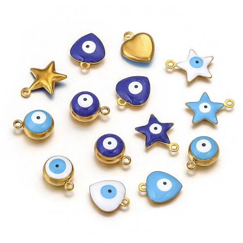 Evil Eye Pendants, 304 Stainless Steel, DIY & different styles for choice & enamel, more colors for choice, 10PCs/Bag, Sold By Bag
