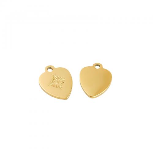 Stainless Steel Heart Pendants, 316L Stainless Steel, DIY, golden, 13.50x11mm, 2PCs/Bag, Sold By Bag