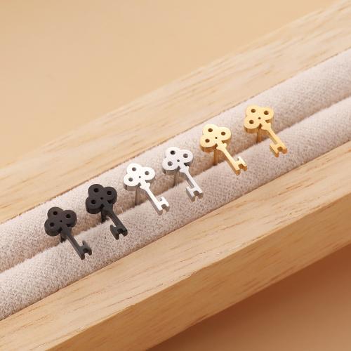 Stainless Steel Stud Earrings 304 Stainless Steel Key plated for woman Sold By Bag