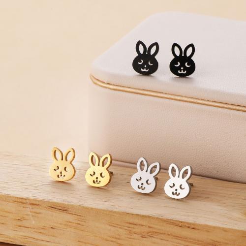 Stainless Steel Stud Earrings 304 Stainless Steel Rabbit plated for woman Sold By Bag
