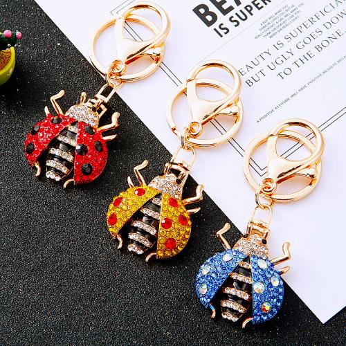 Tibetan Style Key Clasp, Ladybug, plated, fashion jewelry & enamel & with rhinestone, more colors for choice, nickel, lead & cadmium free, 83x35x45mm, Sold By PC