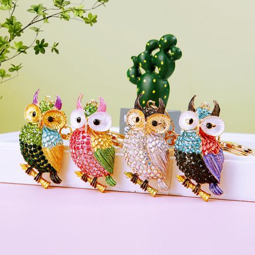Zinc Alloy Key Clasp, Owl, plated, fashion jewelry & with rhinestone, more colors for choice, nickel, lead & cadmium free, 125x40x50mm, Sold By PC