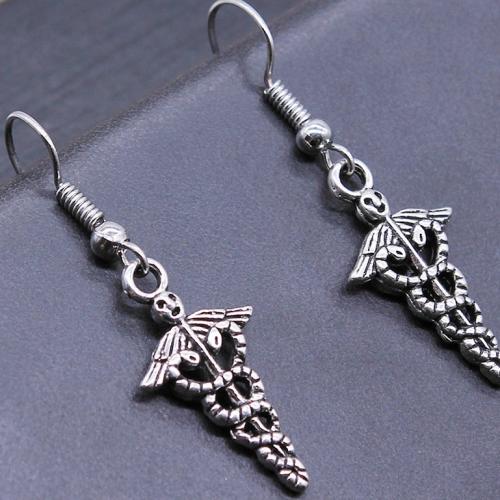 Tibetan Style Drop Earrings, plated, fashion jewelry, silver color, nickel, lead & cadmium free, 23x11mm, Sold By Pair