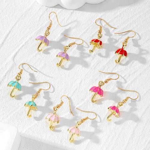 Tibetan Style Drop Earrings, Umbrella, plated, fashion jewelry & enamel, more colors for choice, nickel, lead & cadmium free, 12x36mm, Sold By Pair