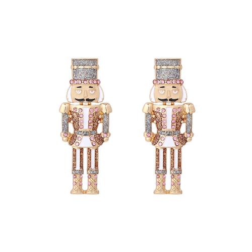 Zinc Alloy Stud Earring with enamel fashion jewelry & for woman & with rhinestone multi-colored nickel lead & cadmium free Sold By Pair