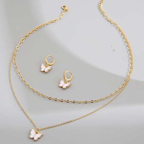 Zinc Alloy Jewelry Sets earring & necklace gold color plated 2 pieces & fashion jewelry & for woman & enamel nickel lead & cadmium free Sold By Set