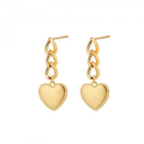 Brass Stud Earring Heart plated fashion jewelry & for woman gold nickel lead & cadmium free Sold By Pair