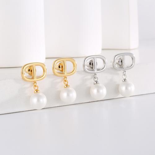 Messing Ohrstecker, mit Kunststoff Perlen, plattiert, Modeschmuck & für Frau & hohl, keine, frei von Nickel, Blei & Kadmium, 21x13mm, verkauft von Paar