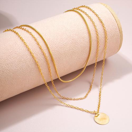 Cink Alloy nakit ogrlice, pozlaćen, tri sloja & modni nakit & za žene, zlato, nikal, olovo i kadmij besplatno, Prodano By PC