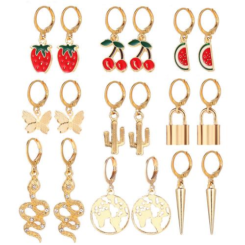 Zinc Alloy Drop Earrings with enamel plated fashion jewelry & for woman & with rhinestone nickel lead & cadmium free Sold By Set