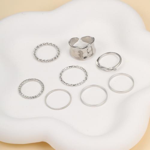 Juego de anillos de aleación de zinc, chapado, 8 piezas & Joyería & para mujer, más colores para la opción, libre de níquel, plomo & cadmio, Vendido por Set