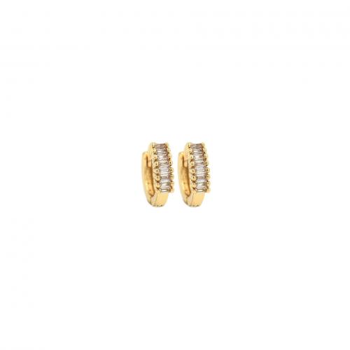 Cubic Zirconia Micro Pave Brass Earring, 18K gold plated, fashion jewelry & micro pave cubic zirconia & for woman, nickel, lead & cadmium free, 11x12x3.20mm, Sold By Pair