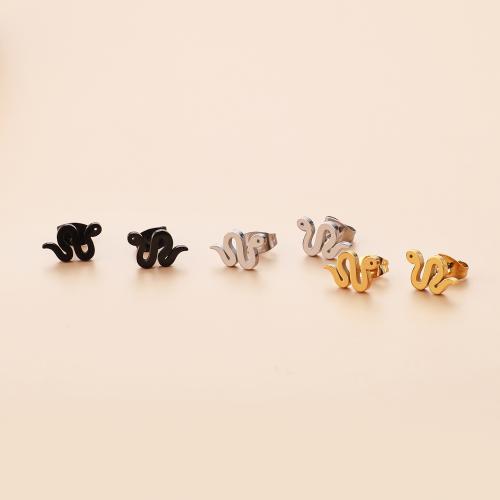 Stainless Steel Stud Earrings 304 Stainless Steel Snake Vacuum Ion Plating fashion jewelry & for woman Sold By Bag