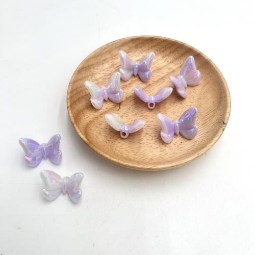 Belagte akryl perler, Butterfly, forgyldt, du kan DIY, flere farver til valg, 20x24mm, Ca. 5pc'er/Bag, Solgt af Bag