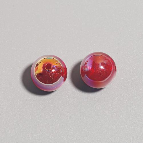 ABS plast perler, Runde, UV plating, du kan DIY & forskellig størrelse for valg, flere farver til valg, Ca. 100pc'er/Bag, Solgt af Bag