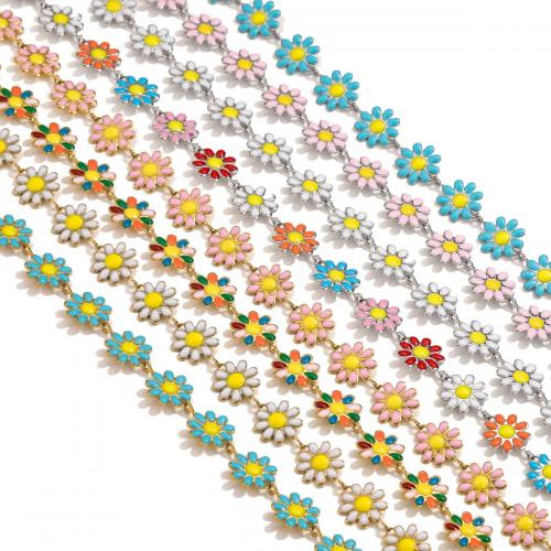 Stainless Steel Jewelry Chain 304 Stainless Steel Chrysamthemum DIY & enamel 10mm Sold By m