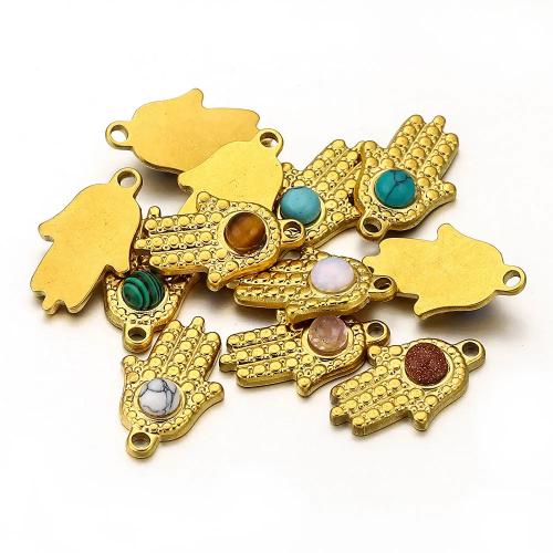 Stainless Steel Pendants 304 Stainless Steel with Gemstone DIY golden Sold By Bag