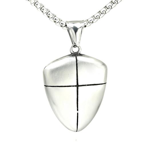 Stainless Steel Pendants, 304 Stainless Steel, Shield, fashion jewelry & Unisex, original color, 25x34mm, Sold By PC