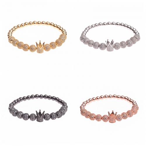 Cubic Zirconia Micro Pave Brass Bracelet, Crown, plated, fashion jewelry & Unisex & micro pave cubic zirconia, more colors for choice, nickel, lead & cadmium free, Length:Approx 17-19 cm, Sold By PC