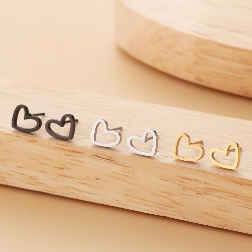 Stainless Steel Stud Earrings 304 Stainless Steel Heart plated for woman Sold By Bag