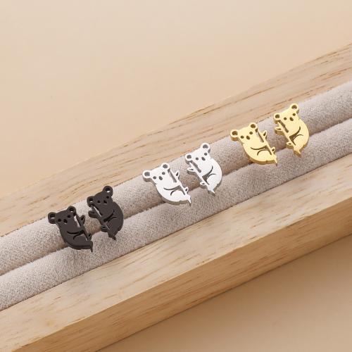 Stainless Steel Stud Earrings 304 Stainless Steel Koala plated for woman Sold By Bag