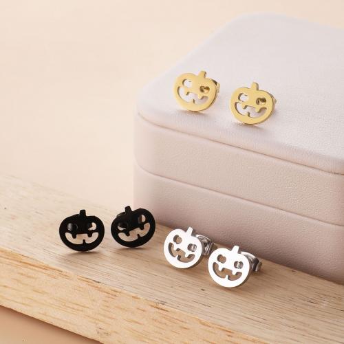 Stainless Steel Stud Earrings, 304 Stainless Steel, Pumpkin, plated, for woman, more colors for choice, 11x10mm, 12Pairs/Bag, Sold By Bag