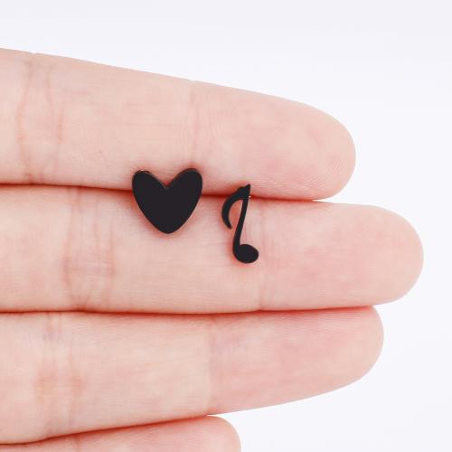 Stainless Steel Stud Earrings, 304 Stainless Steel, Heart, plated, for woman, more colors for choice, 12Pairs/Bag, Sold By Bag