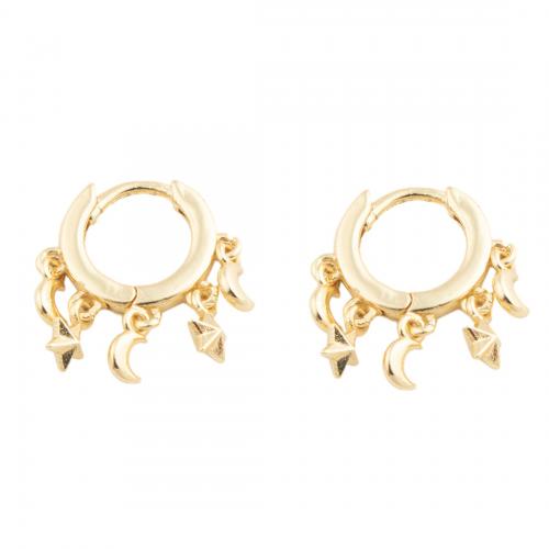 Brass Leverback Earring Moon and Star fashion jewelry & for woman golden nickel lead & cadmium free Sold By Pair