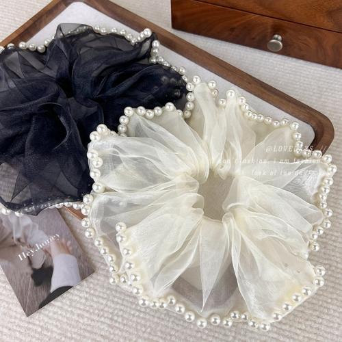 Hair Scrunchies Cloth with Plastic Pearl fashion jewelry & for woman diameter 200mm Sold By PC