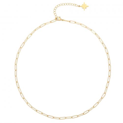 Edelstahl Schmuck Halskette, 304 Edelstahl, mit Verlängerungskettchen von 5cm, Modeschmuck & für Frau, goldfarben, verkauft per ca. 40 cm Strang