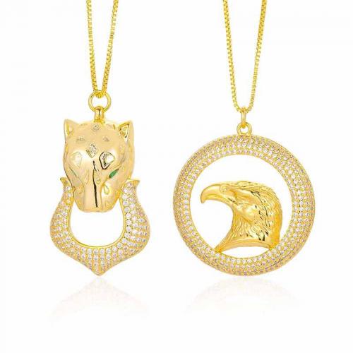 Cubic Zircon Micro Pave Brass Necklace with 5cm extender chain gold color plated fashion jewelry & micro pave cubic zirconia & for woman nickel lead & cadmium free Length Approx 43 cm Sold By PC