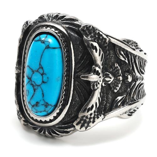 Titanium Steel Finger Ring with turquoise plated Unisex original color Sold By PC
