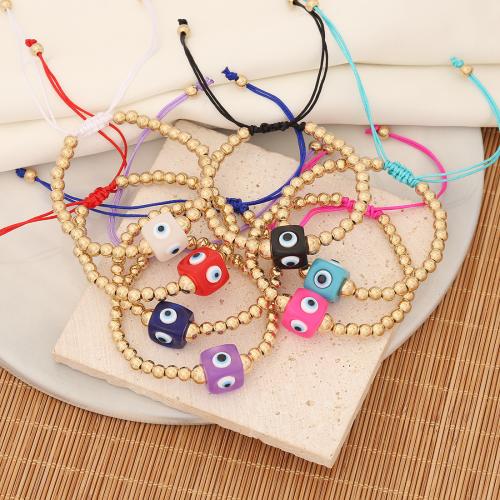 Resin Bracelet, with Polyester Cord & Copper Coated Plastic, Evil Eye, fashion jewelry & for woman, more colors for choice, Length:Approx 9.8 Inch, Sold By PC