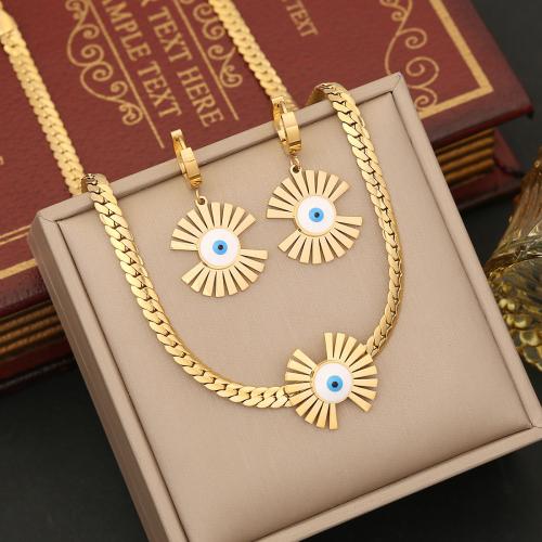304 Stainless Steel Jewelry Set, Evil Eye, gold color plated, different styles for choice & for woman & enamel, Sold By PC