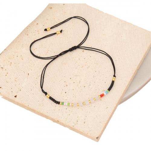 Seedbead bracelet, avec cordon de polyester & cristal, réglable & pour femme, plus de couleurs à choisir, Longueur:Environ 9.8 pouce, Vendu par PC
