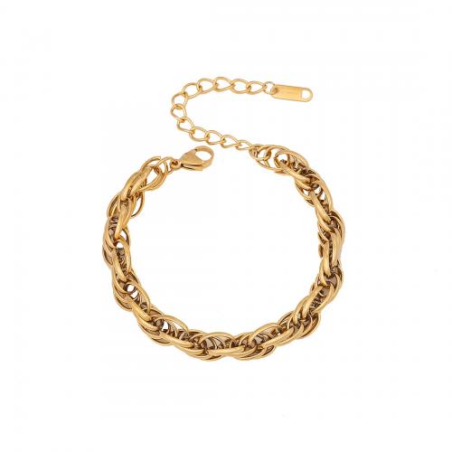 Acier inoxydable 304 bracelet, avec 2inch chaînes de rallonge, Placage de couleur d'or, styles différents pour le choix & pour femme, Longueur:Environ 7 pouce, Vendu par PC