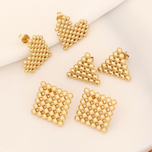 304 Stainless Steel Stud Earring gold color plated & for woman 20mm Sold By Pair