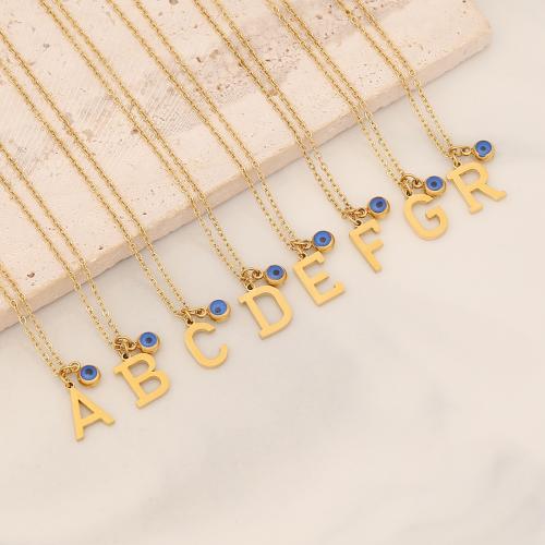 304 Stainless Steel Necklace with Resin with 2inch extender chain Alphabet Letter gold color plated & for woman Length Approx 15.7 Inch Sold By PC