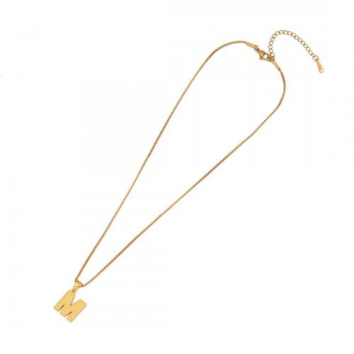 304 Stainless Steel Necklace, with 2inch extender chain, Alphabet Letter, gold color plated, different styles for choice & for woman, Length:Approx 15.7 Inch, Sold By PC