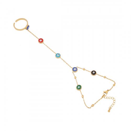 304 Edelstahl Ringarmband, goldfarben plattiert, verschiedene Stile für Wahl & für Frau & Emaille, Größe:8, verkauft von PC