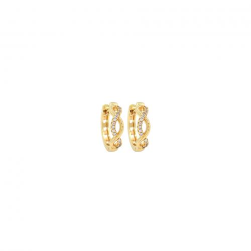 Cubic Zirconia Micro Pave Brass Earring, 18K gold plated, fashion jewelry & micro pave cubic zirconia & for woman, nickel, lead & cadmium free, 15x15.50x4mm, Sold By Pair
