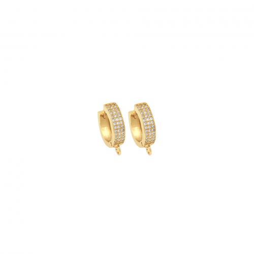 Brass Hoop Earring Components, 18K gold plated, fashion jewelry & DIY & micro pave cubic zirconia, nickel, lead & cadmium free, 16.50x14.50x4mm, Sold By Pair